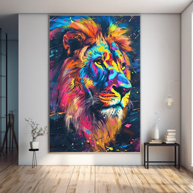 Multicolored Lion Painting